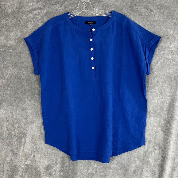 Quince Tops - Quince 100% Organic Cotton Gauze Roll Sleeve Shirt Womens S Minimalist
